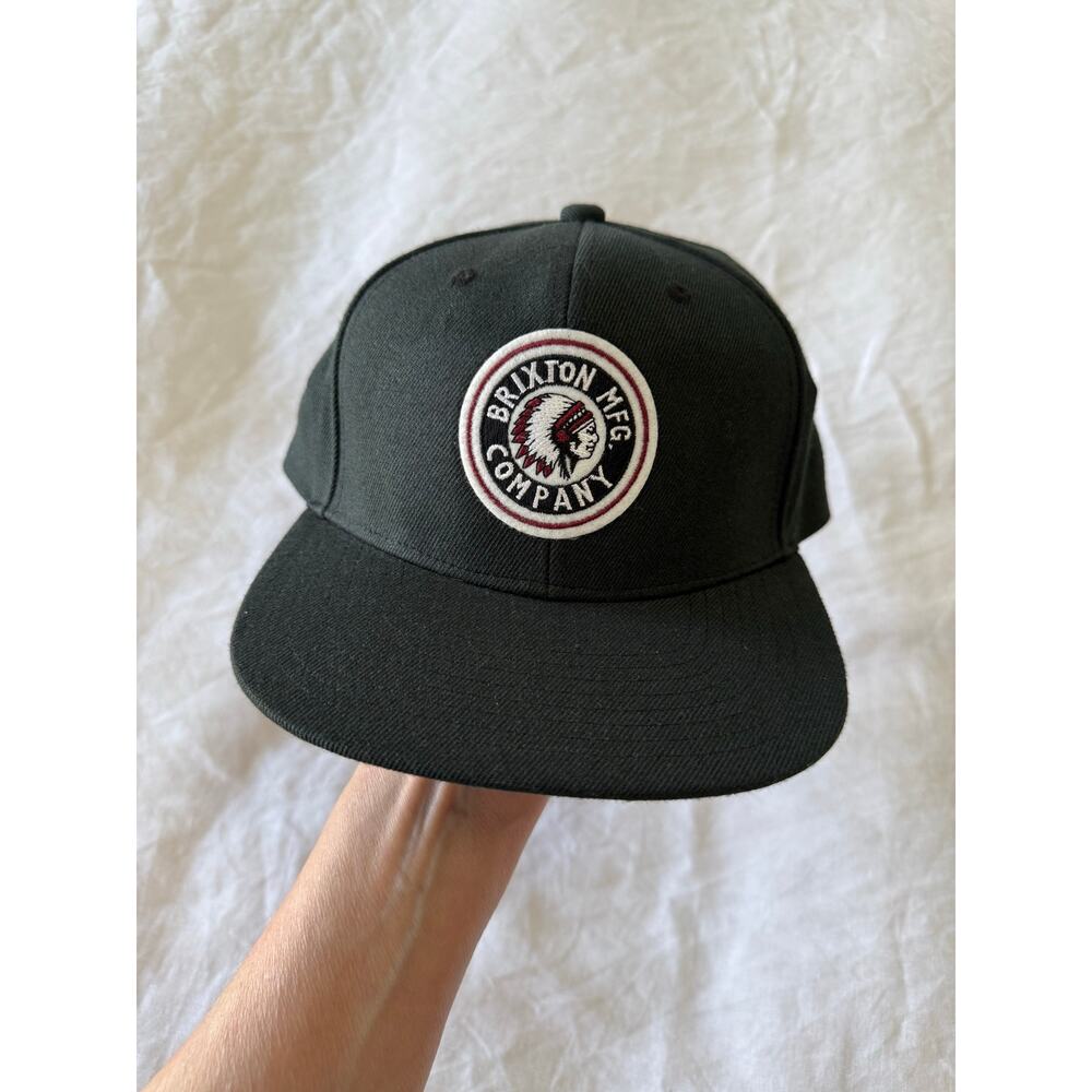 Brixton | O/S | Black Rival Wool Blend Adjustable Snapback Hat Indian Chief EUC